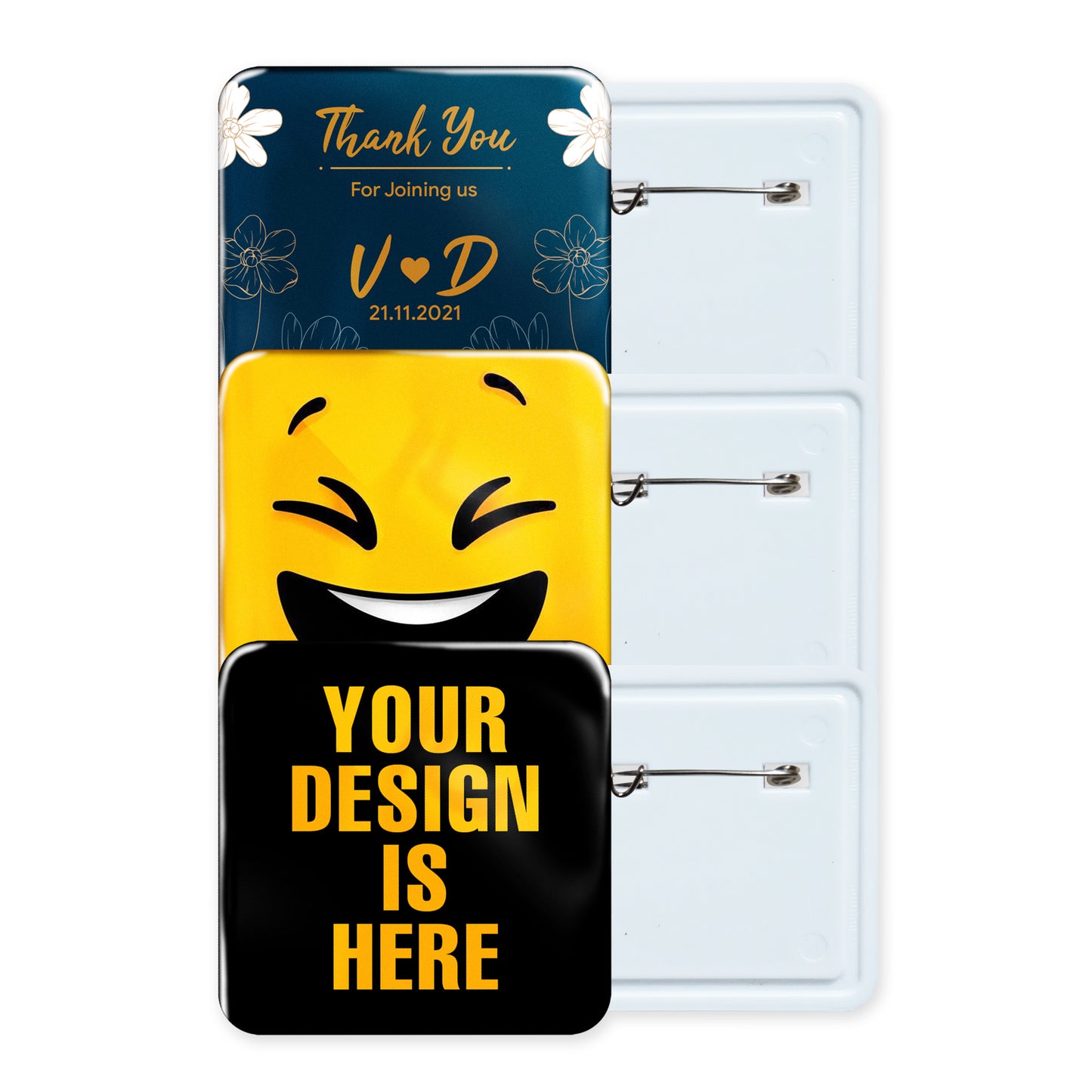 Custom Badges with White Acrylic Finish